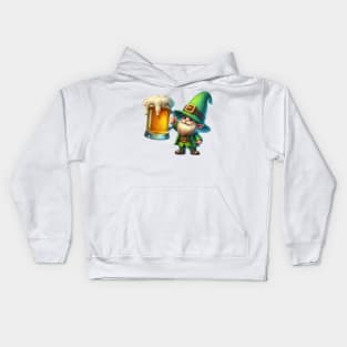 St Patricks Day Gnome Drinking Beer Kids Hoodie